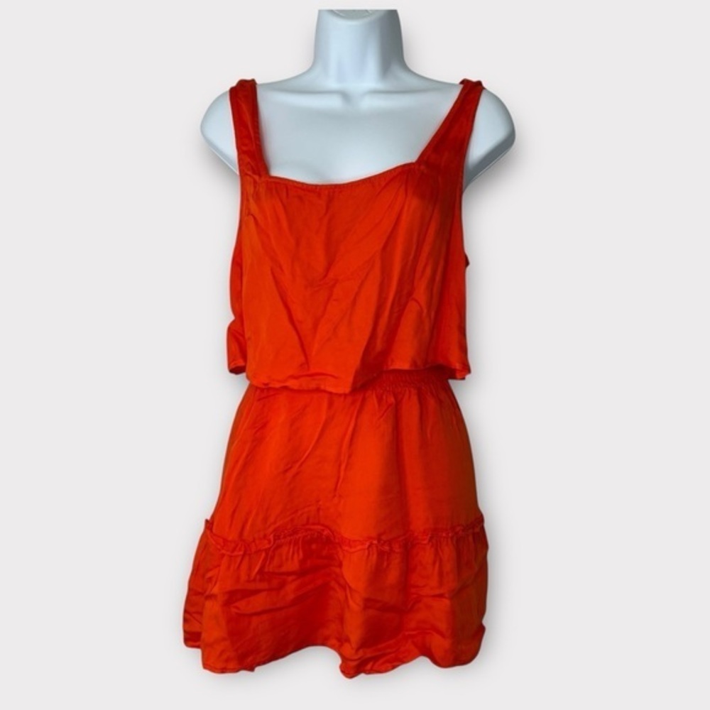 Free People Bright Orange Tiered Mini Skirt Dress